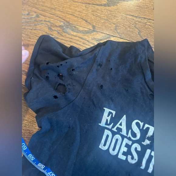 BLACK MOON URBAN OUTFITTERS Distressed Cropped T-Shirt Size Large u0773 - Picture 7 of 9